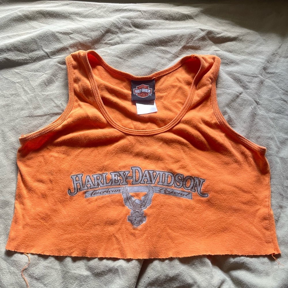 Maui Harley-Davidson Orange Graphic Crop Tank Top